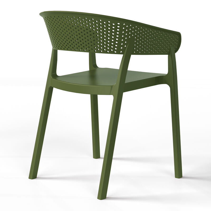 WestinTrends Outdoor Modern Stackable Plastic Resin Patio Dining Armchair (Set of 2) image number 3