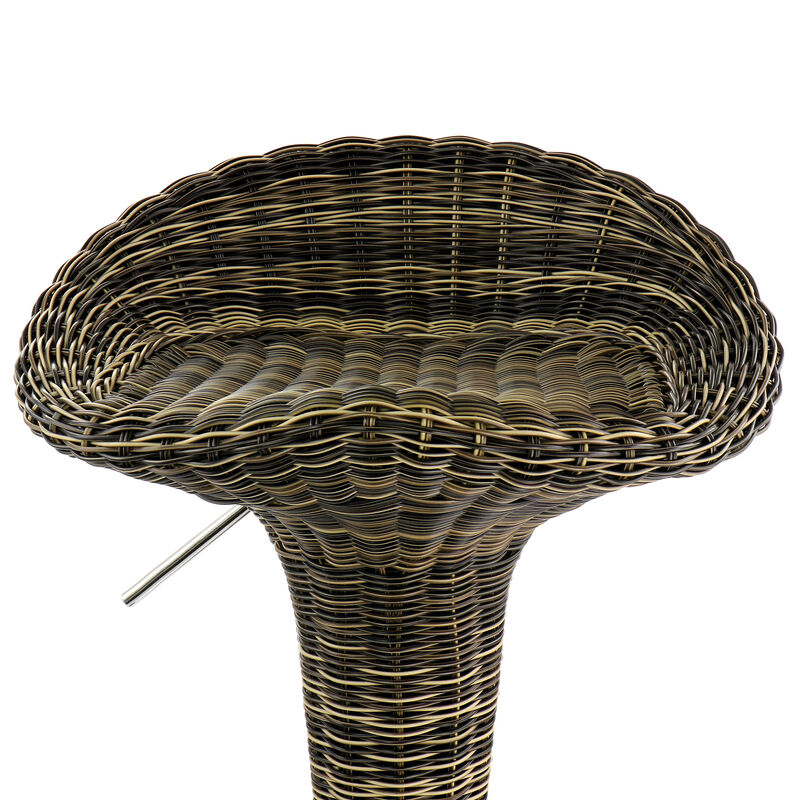 Elama 2 Piece Adjustable Saddle Seat Wicker Bar Sool in Brown with Chrome Base