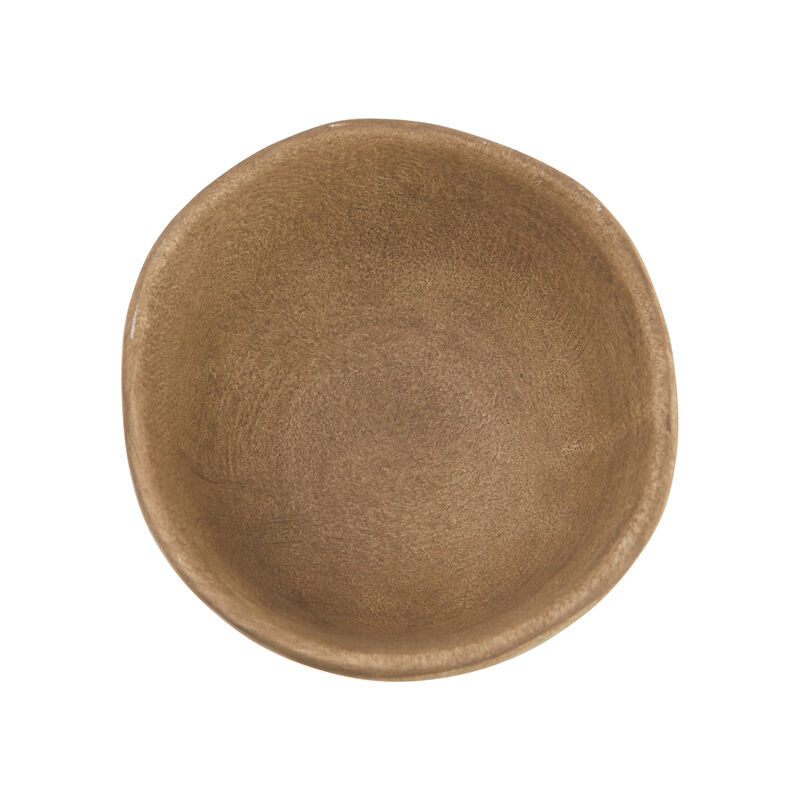 Boho Terracotta Footed Bowl with Organic Edge, Matte Taupe image number 3