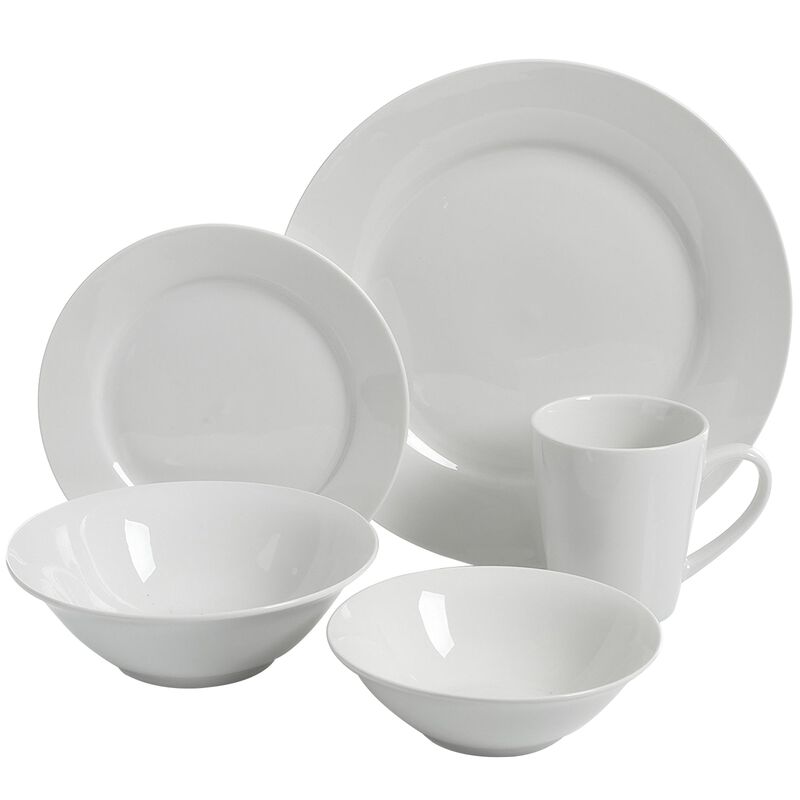 Gibson Home Noble Court 30 Piece Ceramic Dinnerware Set in White