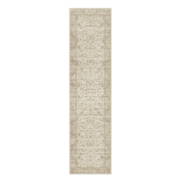 HomeRoots Floral Medallion Distressed Washable Runner Rug