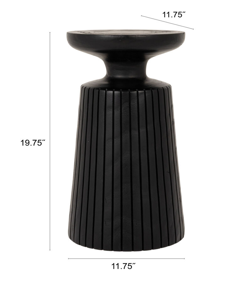 Paulownia Wood Planter and Pedestal End Table, Black image number 2