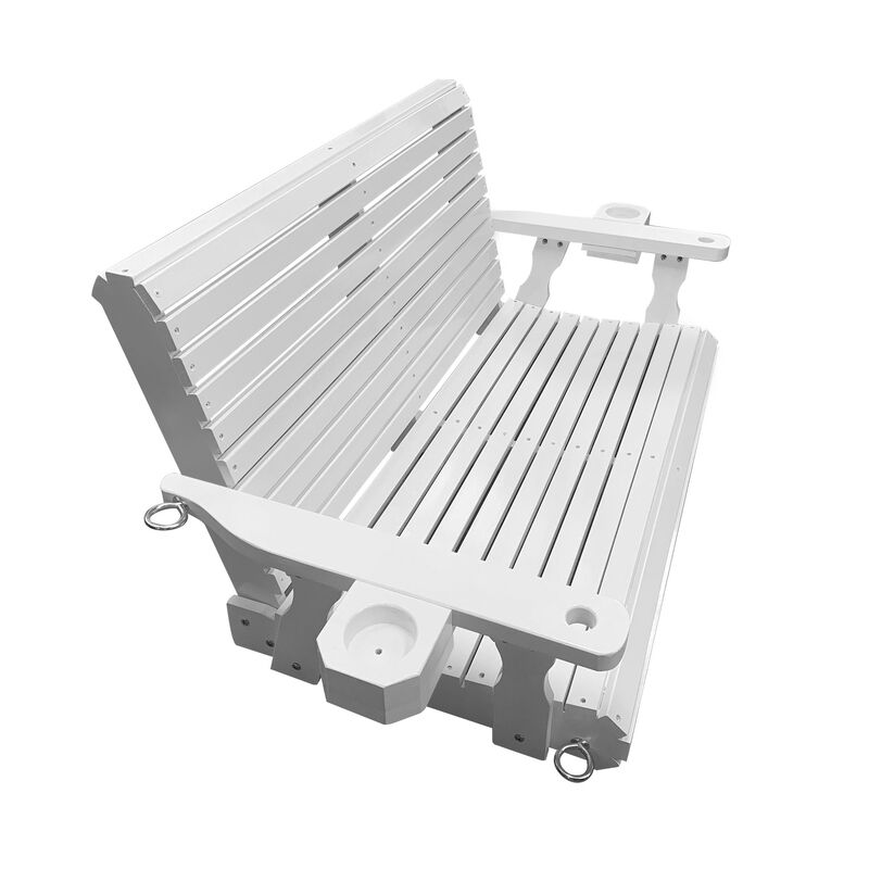 Wooden Porch Swing 2-Seater, Bench Swing with Cupholders, Hanging Chains and 7mm Springs, Heavy Duty 800 LBS, for Outdoor Patio Garden Yard (White)