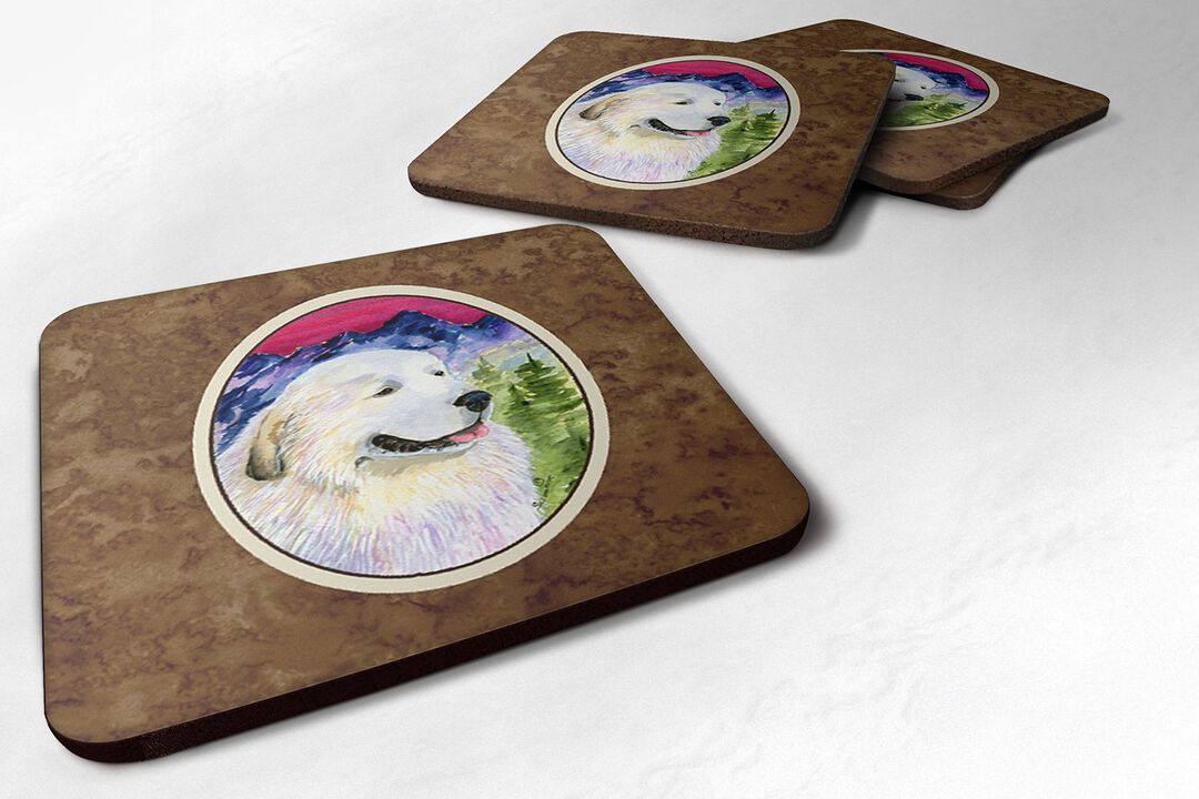 Caroline's Treasures SS8473FC Great Pyrenees Foam Coasters (Set of 4), 3.5 H x 3.5 W, Multicolor