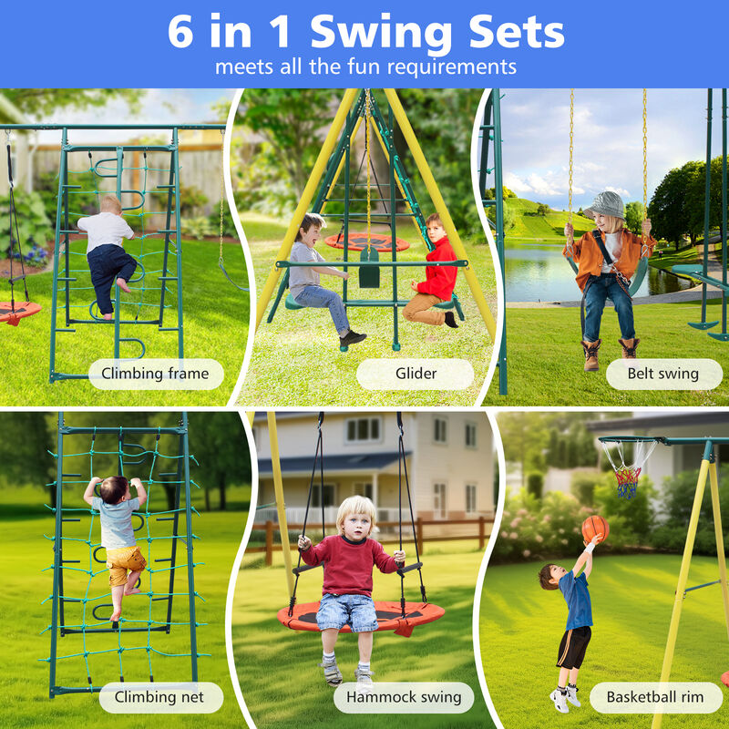 Nukurd 6-in-1 Kids Outdoor Swing Set image number 3