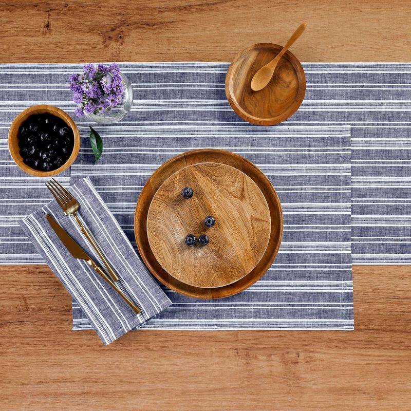 Solino Home 100% Pure Linen Table Runner - Chelsea Stripe