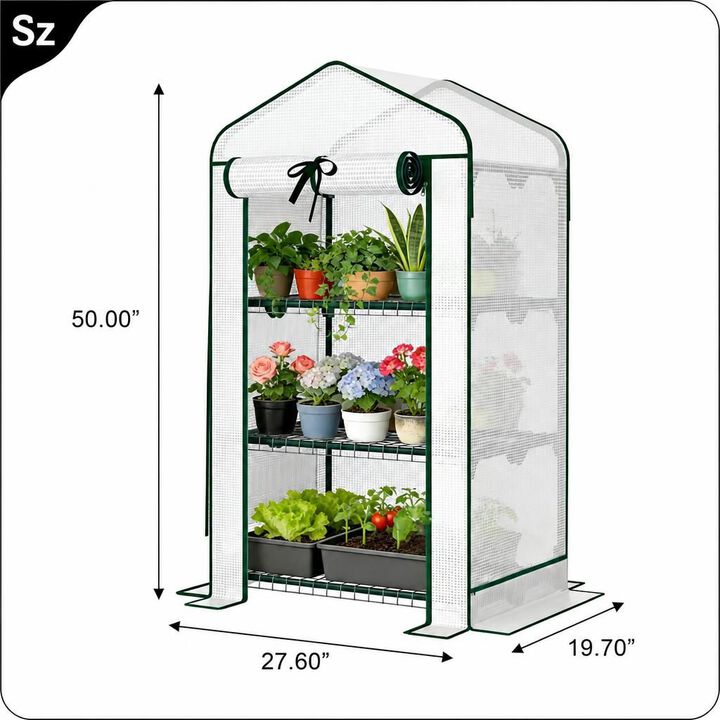 WOW PIONEER Three-Tier Portable Mini Greenhouse With PE Cover And Stable Steel Frame For Patio Gardening Seed Starting and Indoor Plant Growing