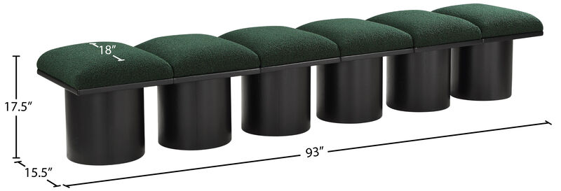 Meridian Furniture Pavilion Green Boucle Fabric Bench