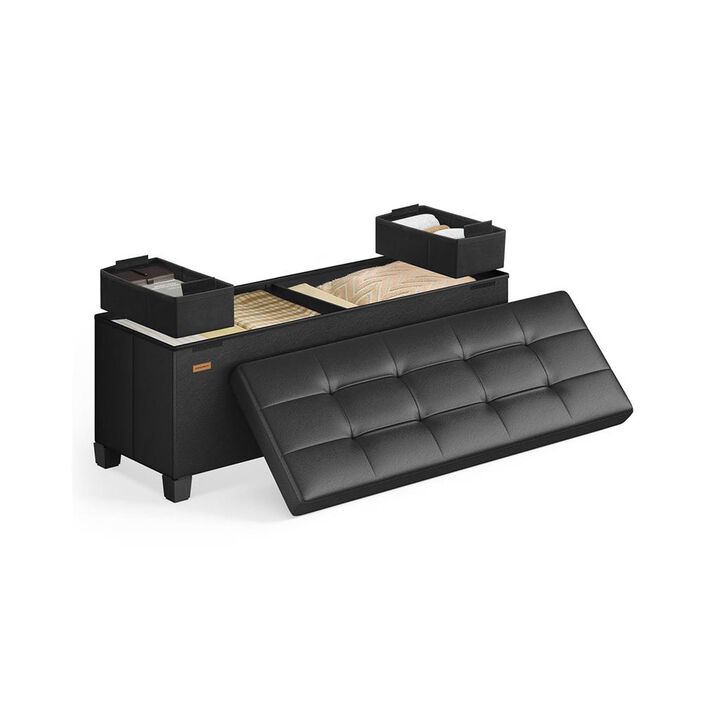 Tufted Storage Ottoman Bench with Legs &ndash; Decorative Organizer for Living Space or Bedroom D&eacute;cor
