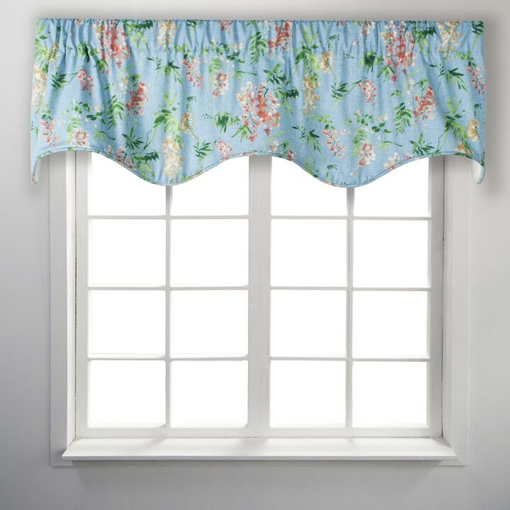 Ellis Curtain Wisteria Lined Light Blocking Window Scallop Valance - 50x15" Turquoise