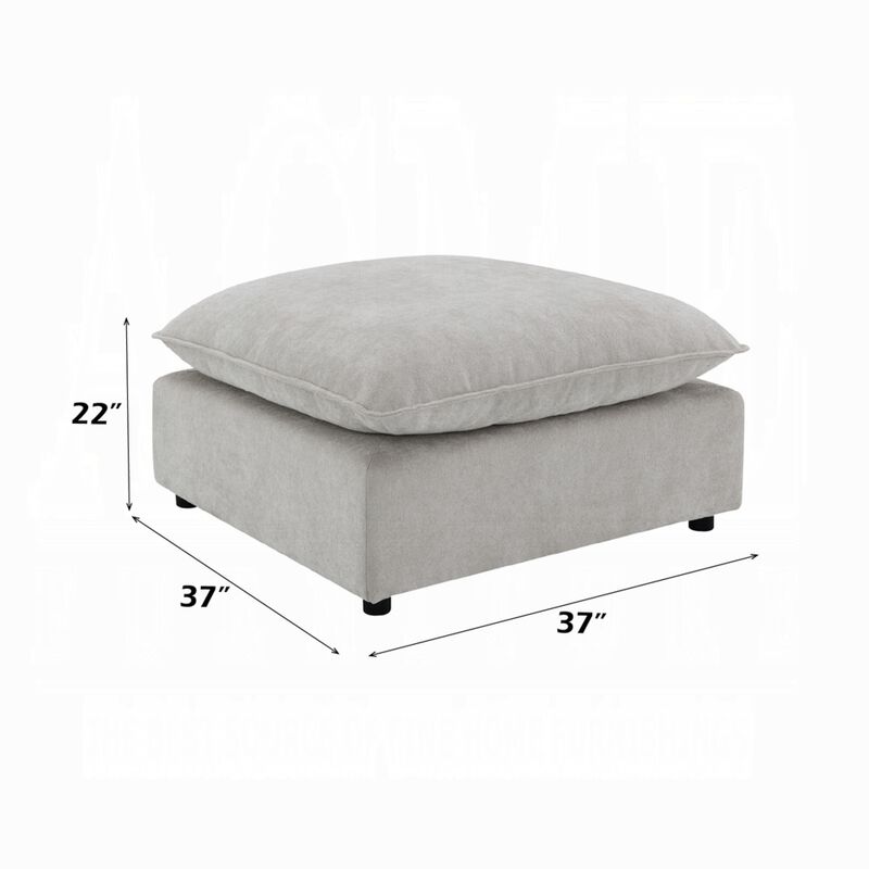 37 Inch Modular Ottoman, Feather Down and Cotton Fill Seat, Beige Boucle image number 5