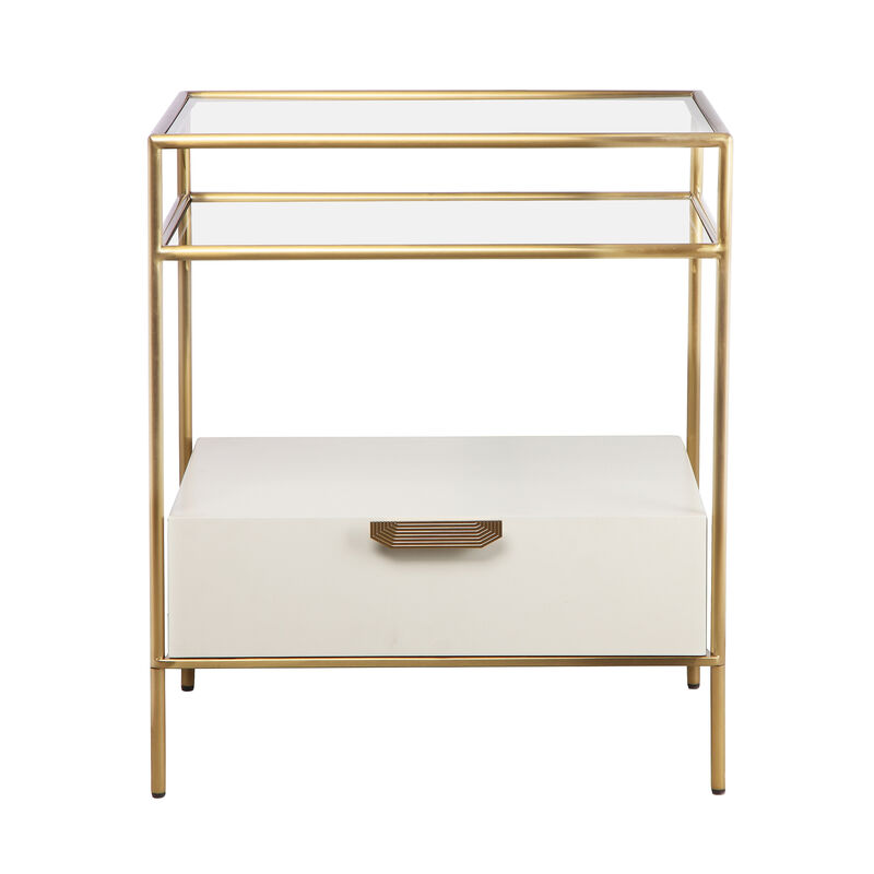 Darla Cream Glass Nightstand