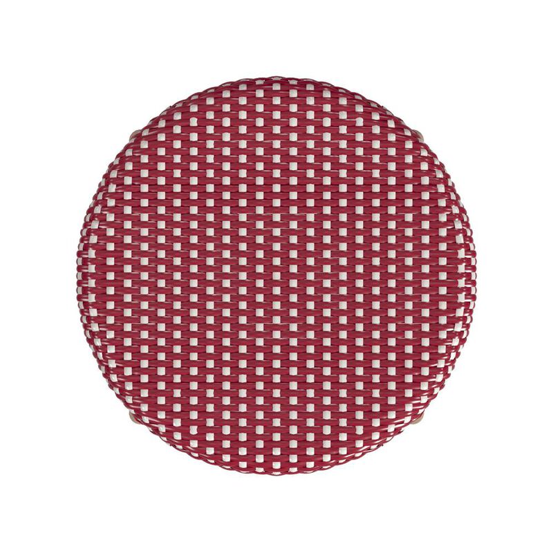 Butler Specialty Tobias Rattan Round 24 Counter Stool, Red and White Dot