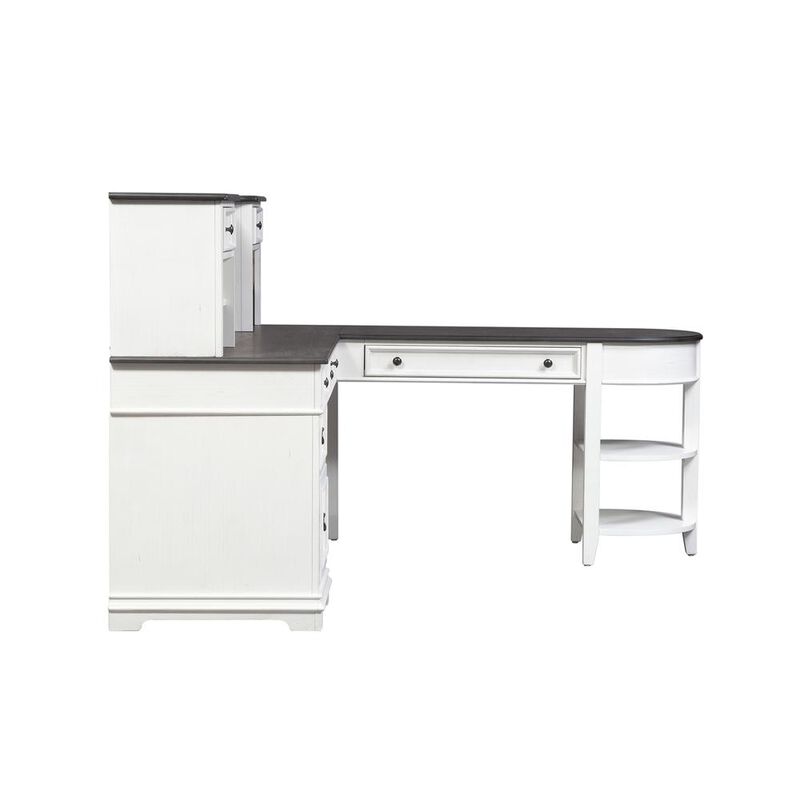 Liberty Furniture Allyson Park L Shaped Desk Set in Wirebrushed White w/ Charcoal Top image number 6