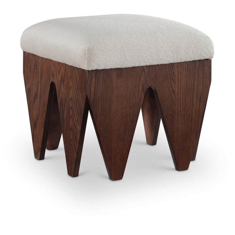 Meridian Furniture Altair Beige Velour Fur Fabric Bench