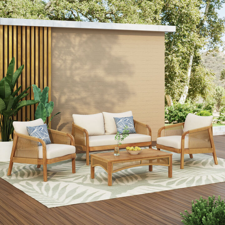 Merax 4-Pieces Acacia Wood Patio Furniture Set
