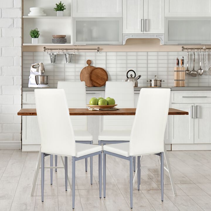 4 pcs PVC Leather Dining Side Chairs Elegant Design