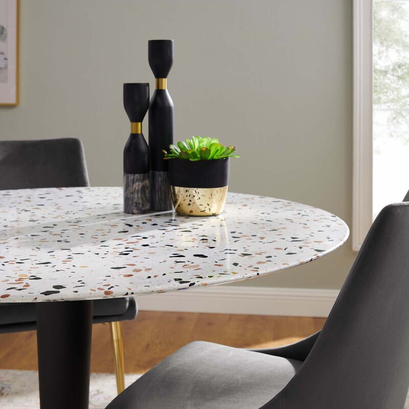 Modway - Zinque 47" Round Terrazzo Dining Table Gold White
