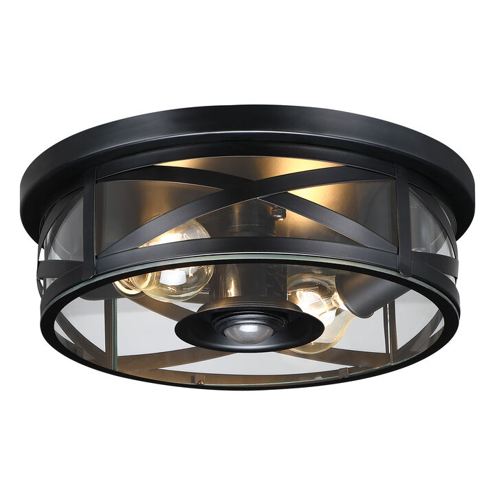 12.60" Modern 2-Light Motion Sensor Outdoor Flush Mount Light