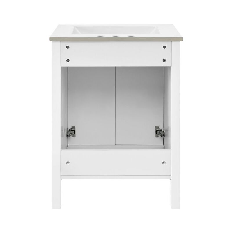 Bastille 24 in. White Bathroom Vanity with 3-Hole Ceramic Sink Top image number 8