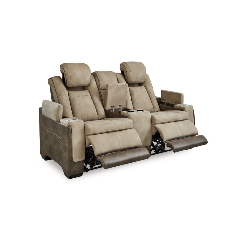 Corbin Power Reclining Loveseat, 75 Inch, Brown Faux Leather, USB Port