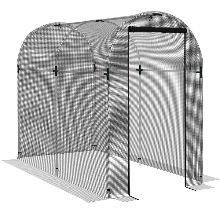 Outsunny 4' x 4' Crop Cage, Plant Protection Tent with Zippered Door and Galvanized Steel Frame, Fruit Cage Netting Cover for Garden, Yard, Lawn, Black