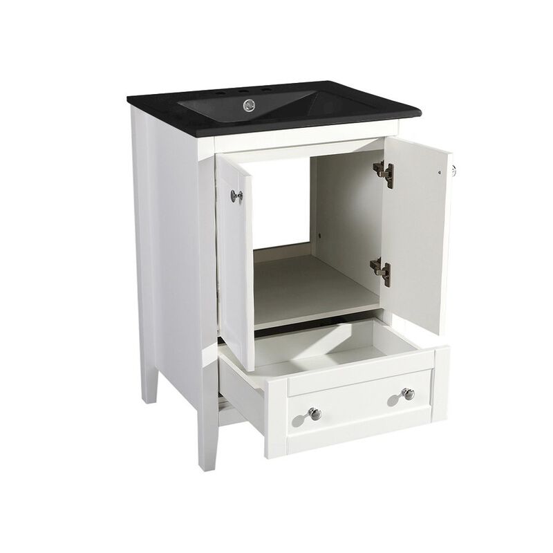 Cannes 24 in. White Bathroom Vanity with 3-Hole Ceramic Sink Top image number 5