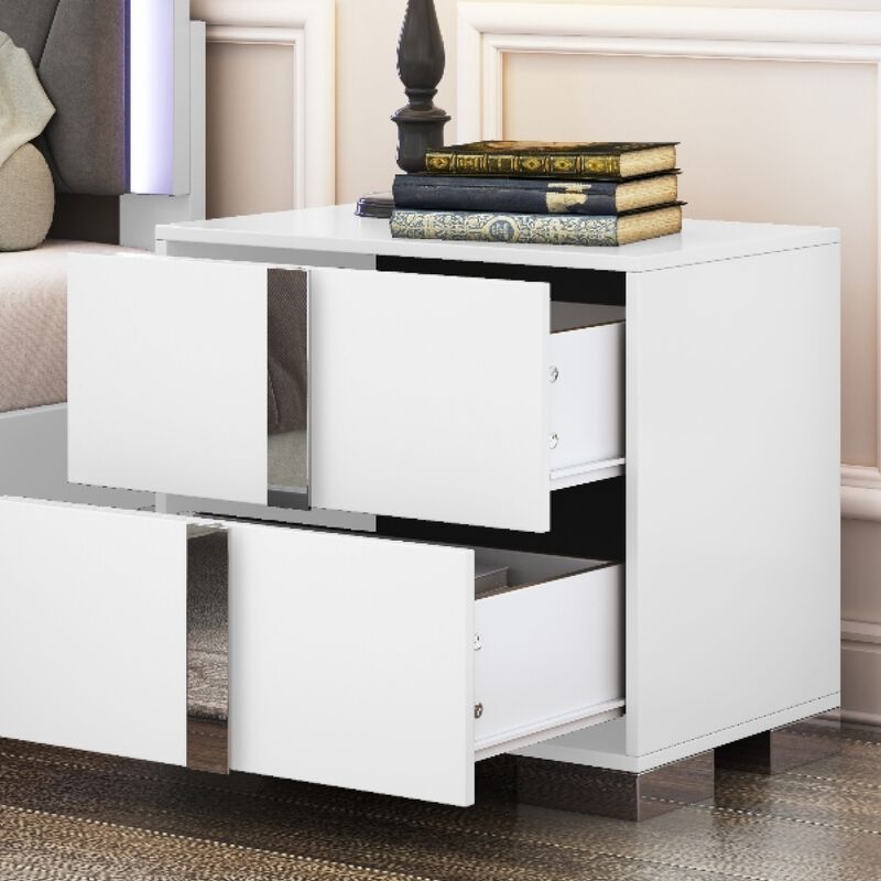 2-Drawer Mirrored Nightstand Bedside Table image number 8