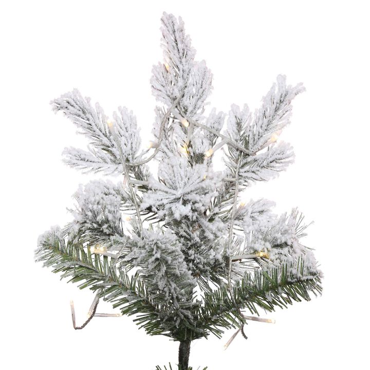 Vickerman 9' x 51" Flocked Kiana Slim Artificial Prelit Christmas Tree, Warm White Wide Angle Low Voltage 3mm LED Lights, Snow Covered Faux Tree - Seasonal Indoor Home Decor