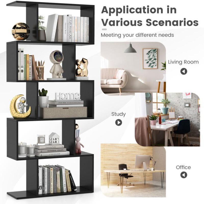 Hivvago 5-Tier Bookshelf with Anti-Toppling Device for Living Room Home Office