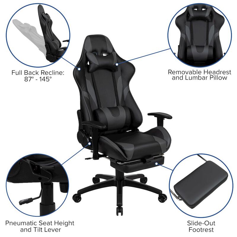 Flash Furniture Red Gaming Desk with Cup Holder/Headphone Hook & Reclining Gaming Chair image number 1