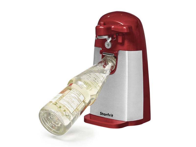 Starfrit - Electric Can Opener with Bottle Opener and Knife Sharpener, Red