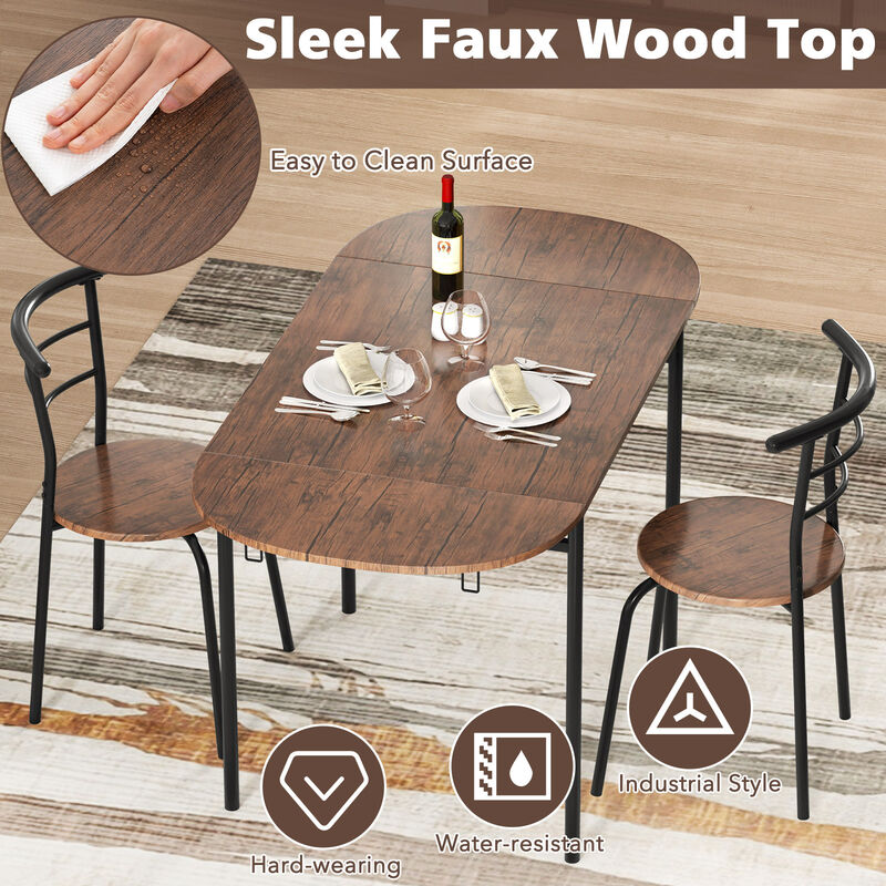 Modern 3-Piece Bistro Table Set &ndash; Table with 2 Matching Chairs for Small Spaces