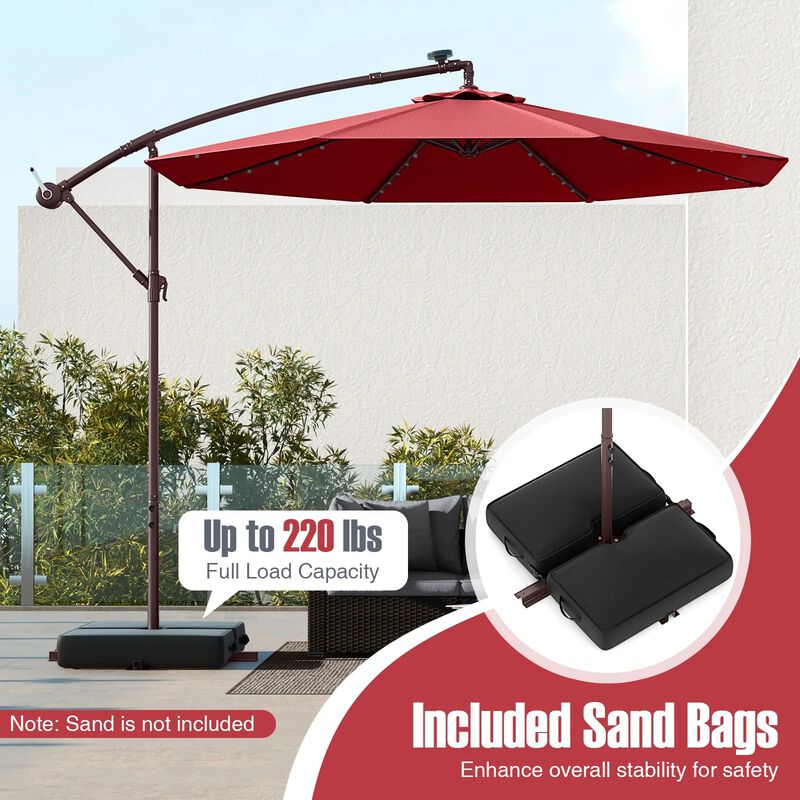 10 Ft Patio Umbrella Offset Cantilever Umbrella with 40 Solar Powered Lights image number 7