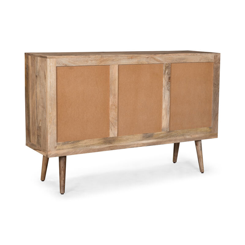 TATEUS Mid-Century Splayed-Leg Sideboard – 3 Drawers 2 Cabinets, Unique Wood Grain