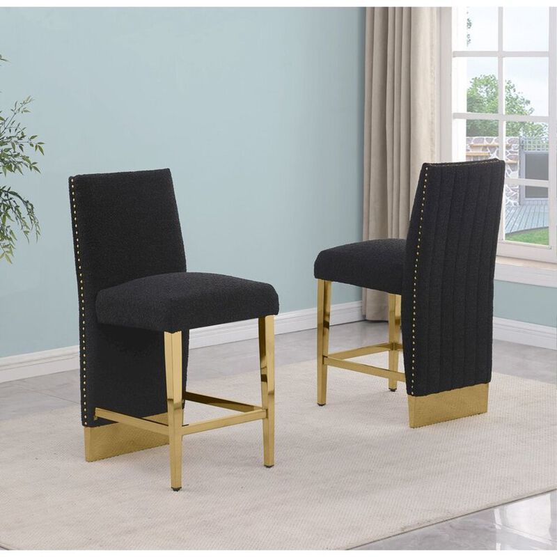 Best Quality Furniture Luxe Black boucle counter height chairs - Set of 2