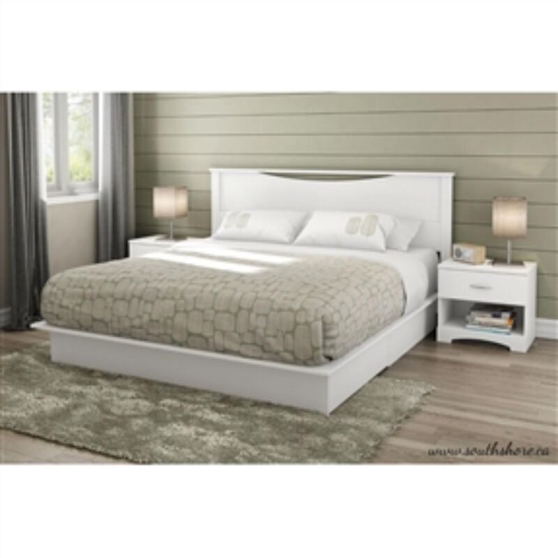 Hivvago King size Modern Platform Bed with Storage Drawers in White Finish