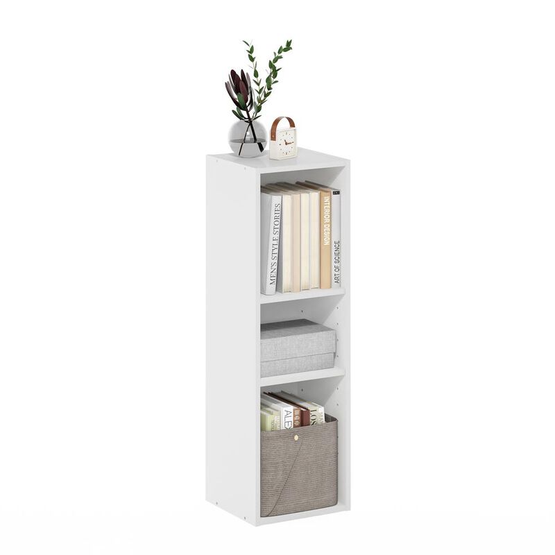 Fulda 3-Tier Space Saving Storage Shelf Bookcase, 10-Inch Width, White
