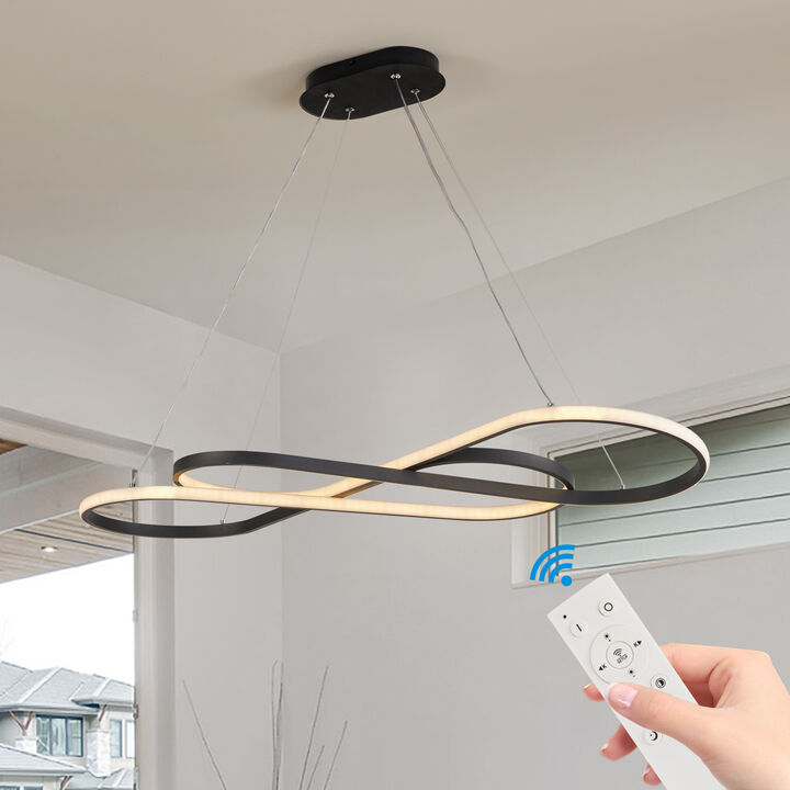 ELEMENT ACE Modern LED Pendant Light with Infinity Design, Adjustable Height Hanging Ceiling Fixture for Living Room Dining Room
