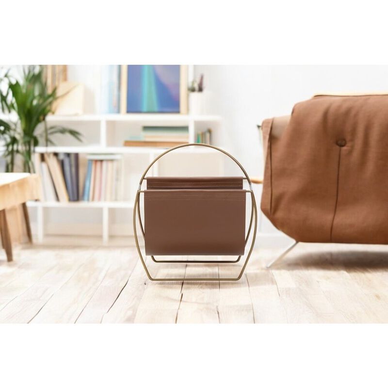 Pangea Home Z-Blake Magazine Rack Brown
