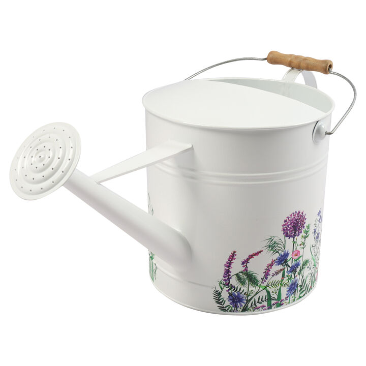 Metal Water Can with Purple Flowers