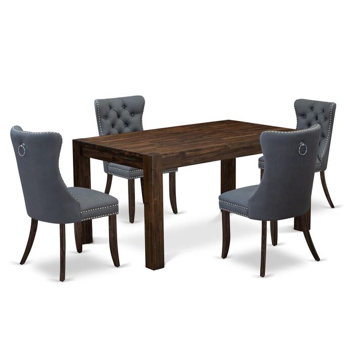 East West Furniture 5 Piece Dining Room Set Contains a Rectangle Rustic Wood Table and 4 Chairs