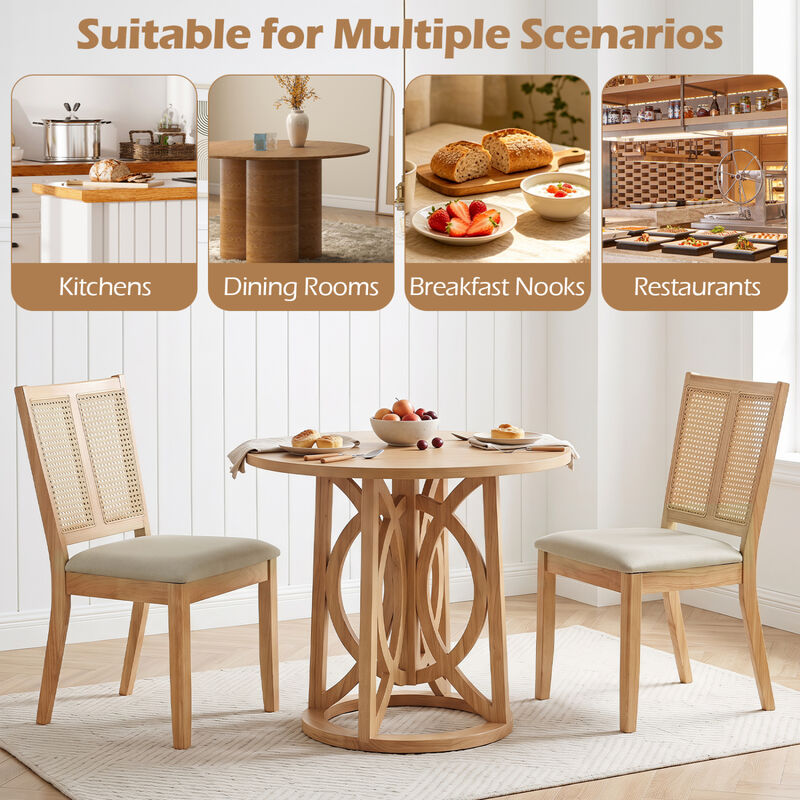 Set of 4 Rattan Dining Chairs with Curved Backrests and Cushioned Seats image number 3