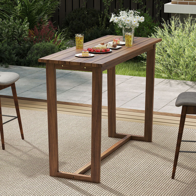 Outdoor Bar Table with Slatted Surface for Garden or Deck-Natural image number 5