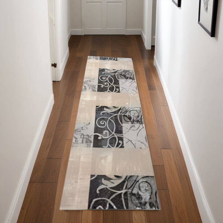 HomeRoots Floral Vines Non Skid Runner Rug