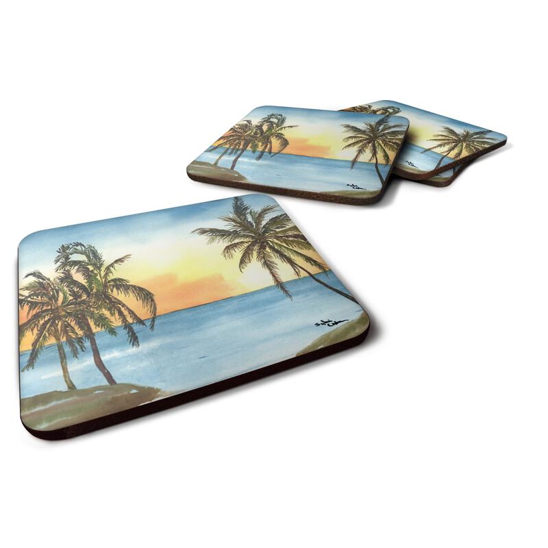 Caroline's Treasures 8551FC Palm Tree Foam Coasters (Set of 4), 3.5 H x 3.5 W, Multicolor