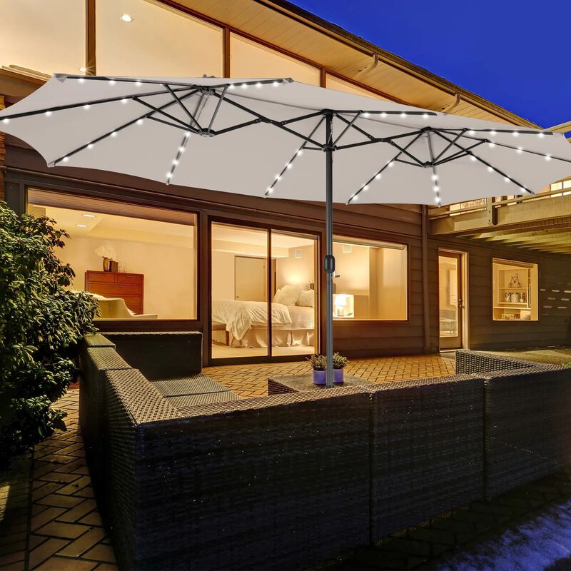 Mondawe 15 Feet Double-Sided Patio Umbrella with 48 LED Lights image number 2