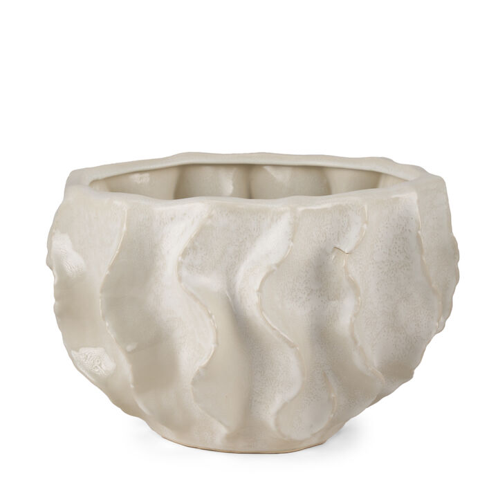HomeRoots 9" Cream Sculptural Ceramic Table Vase