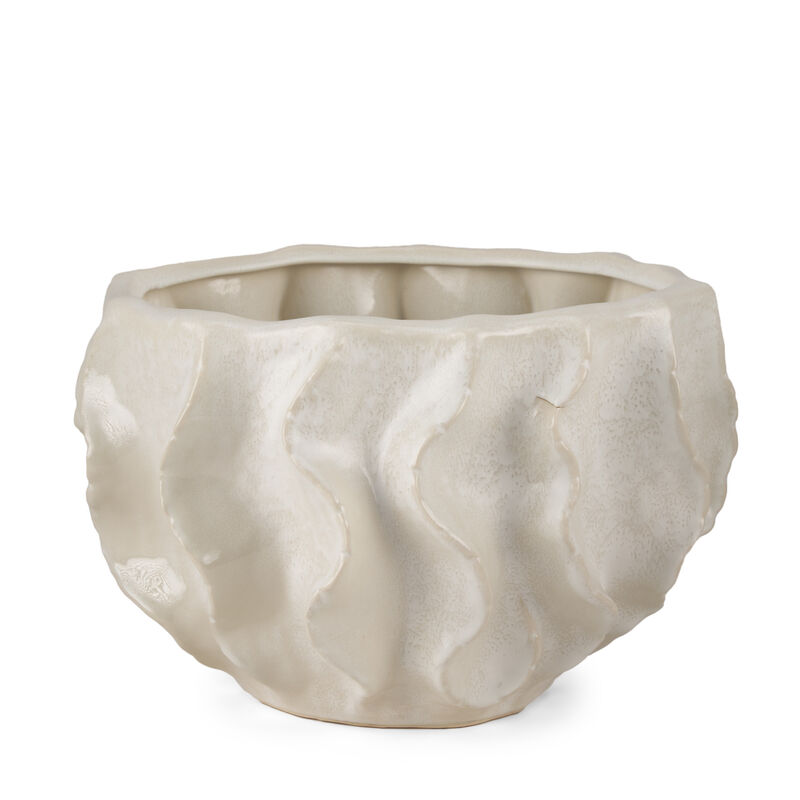 HomeRoots 9" Cream Sculptural Ceramic Table Vase image number 0