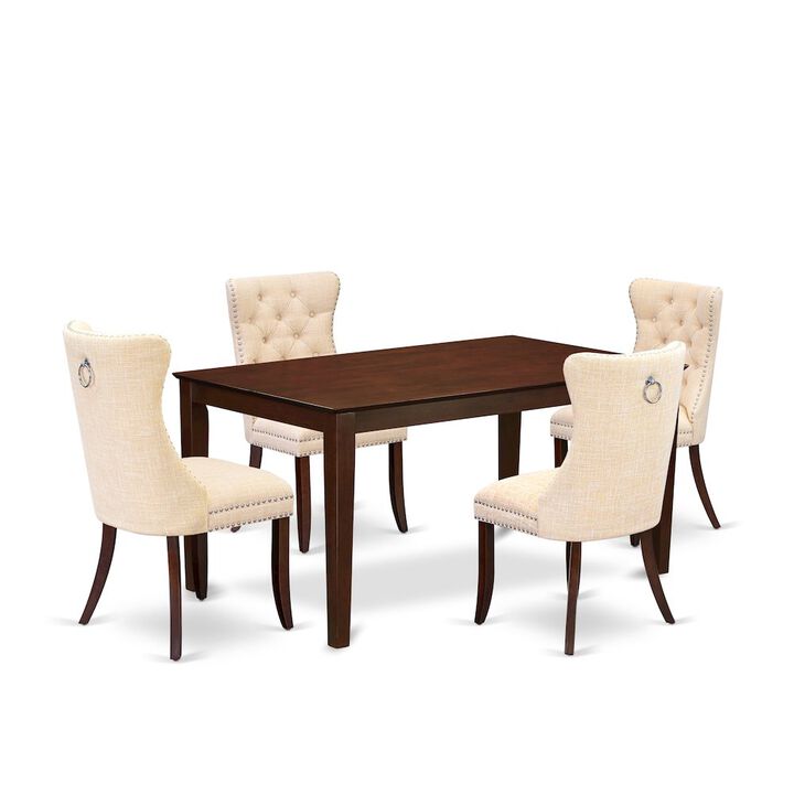 5 Piece Kitchen Table & Chairs Set Consists of a Rectangle Modern Dining Table